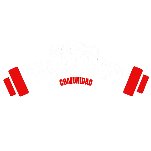 Logo Mundo Powerlifting donde se simula una barra de gimnasio